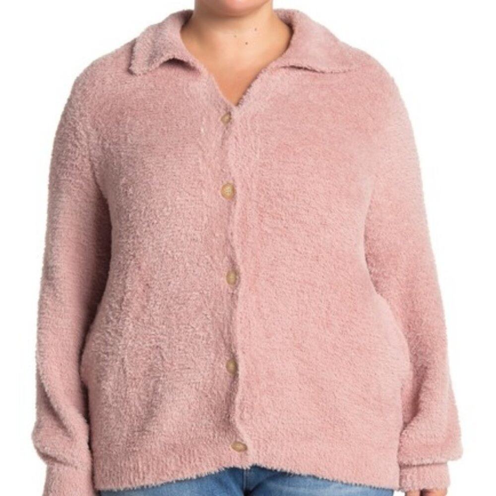 Susina Teddy Faux Fur Cardigan Sweater Long Sleeve MEDIUM button up COZY SOFT